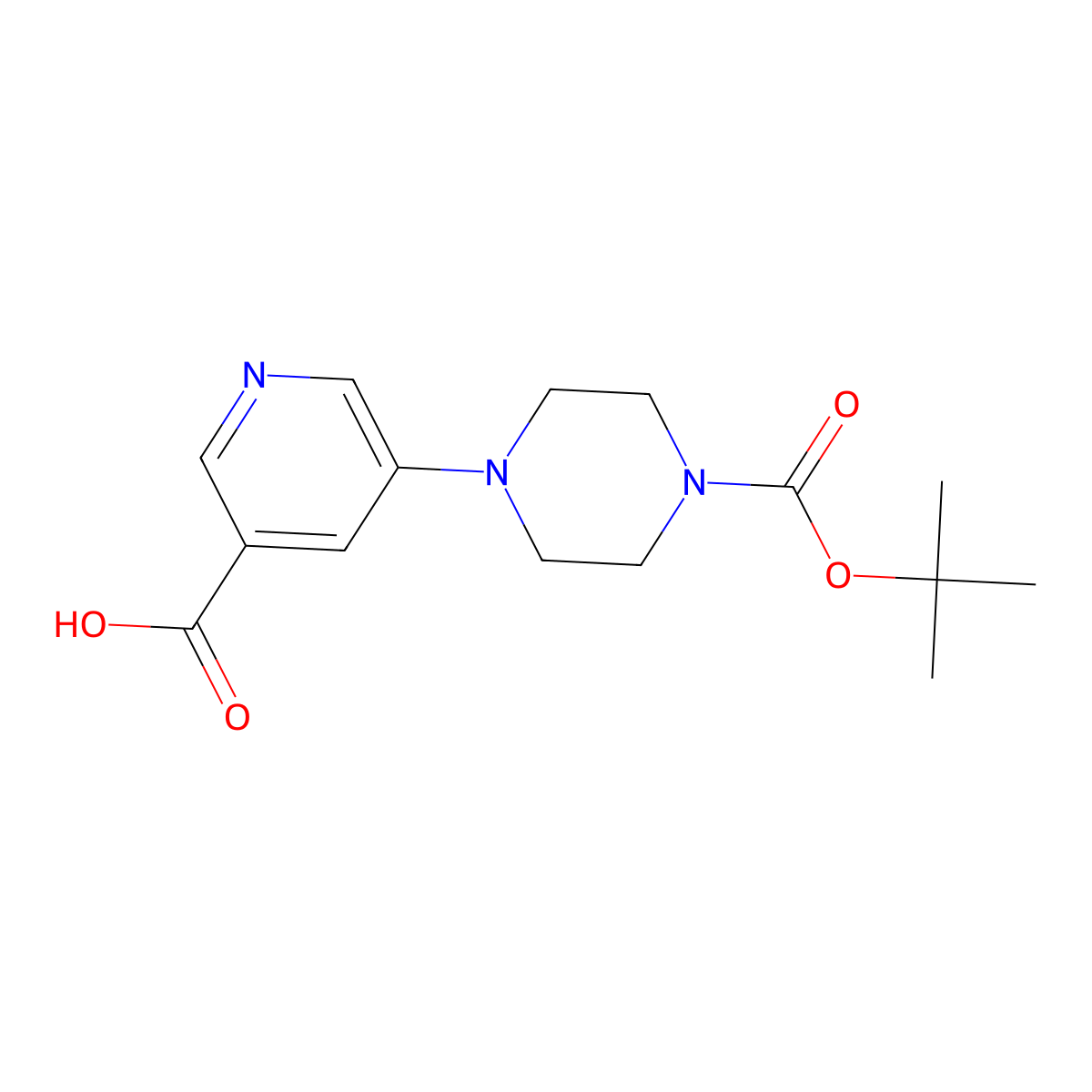 5-{4-[(Tert-butoxy)carbonyl]piperazin-1-yl}pyridine-3-carboxylic acid molecular structure, CAS 2385305-91-7