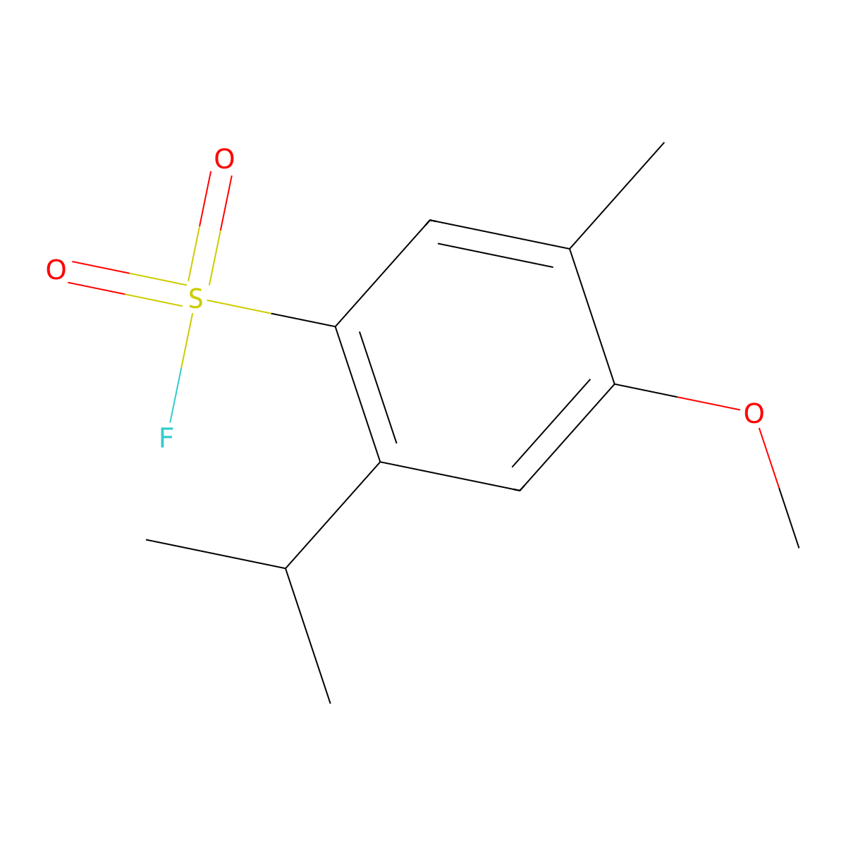4-Methoxy-5-methyl-2-(propan-2-yl)benzene-1-sulfonyl fluoride molecular structure, CAS 2385306-93-2