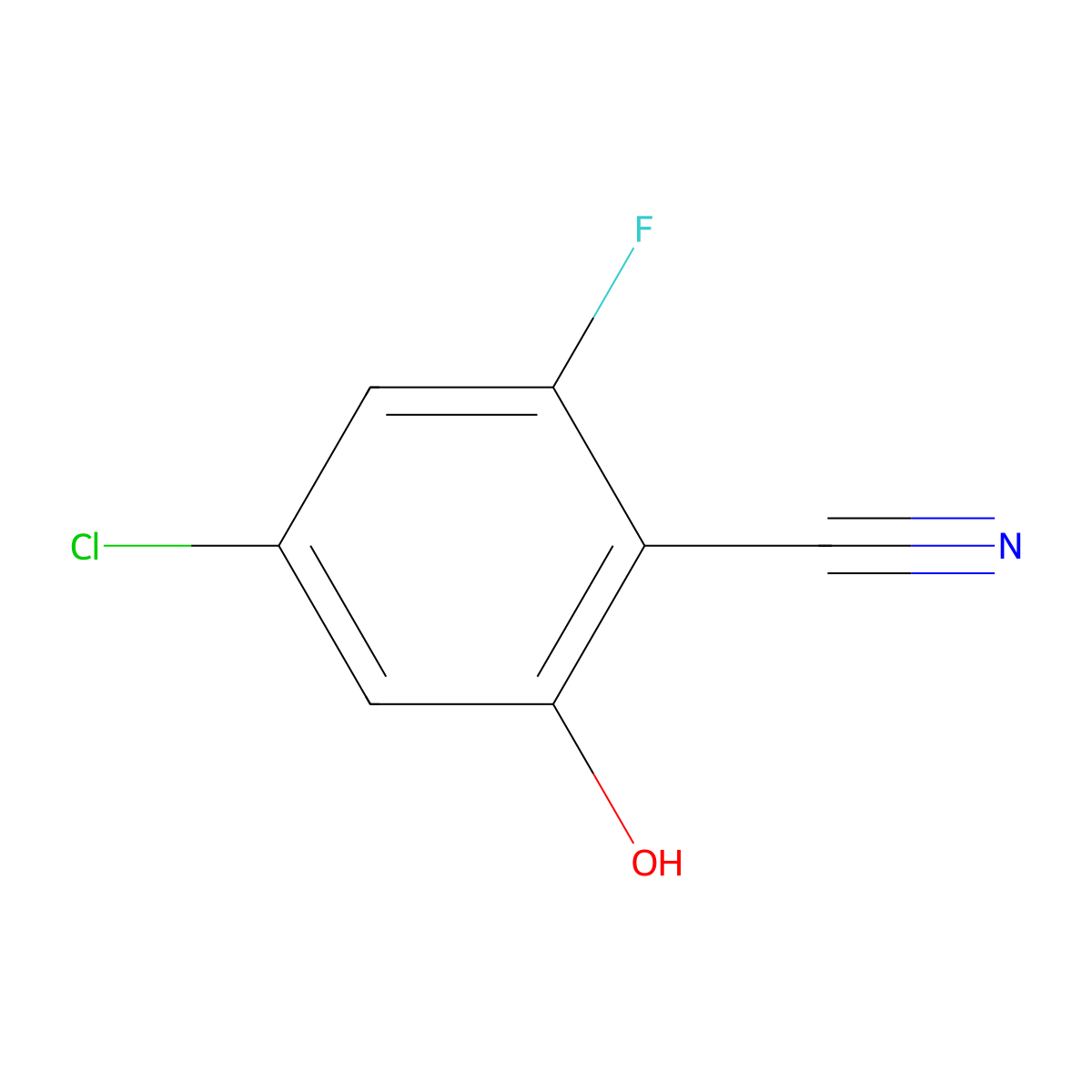 4-Chloro-2-fluoro-6-hydroxybenzonitrile molecular structure, CAS 2385310-97-2