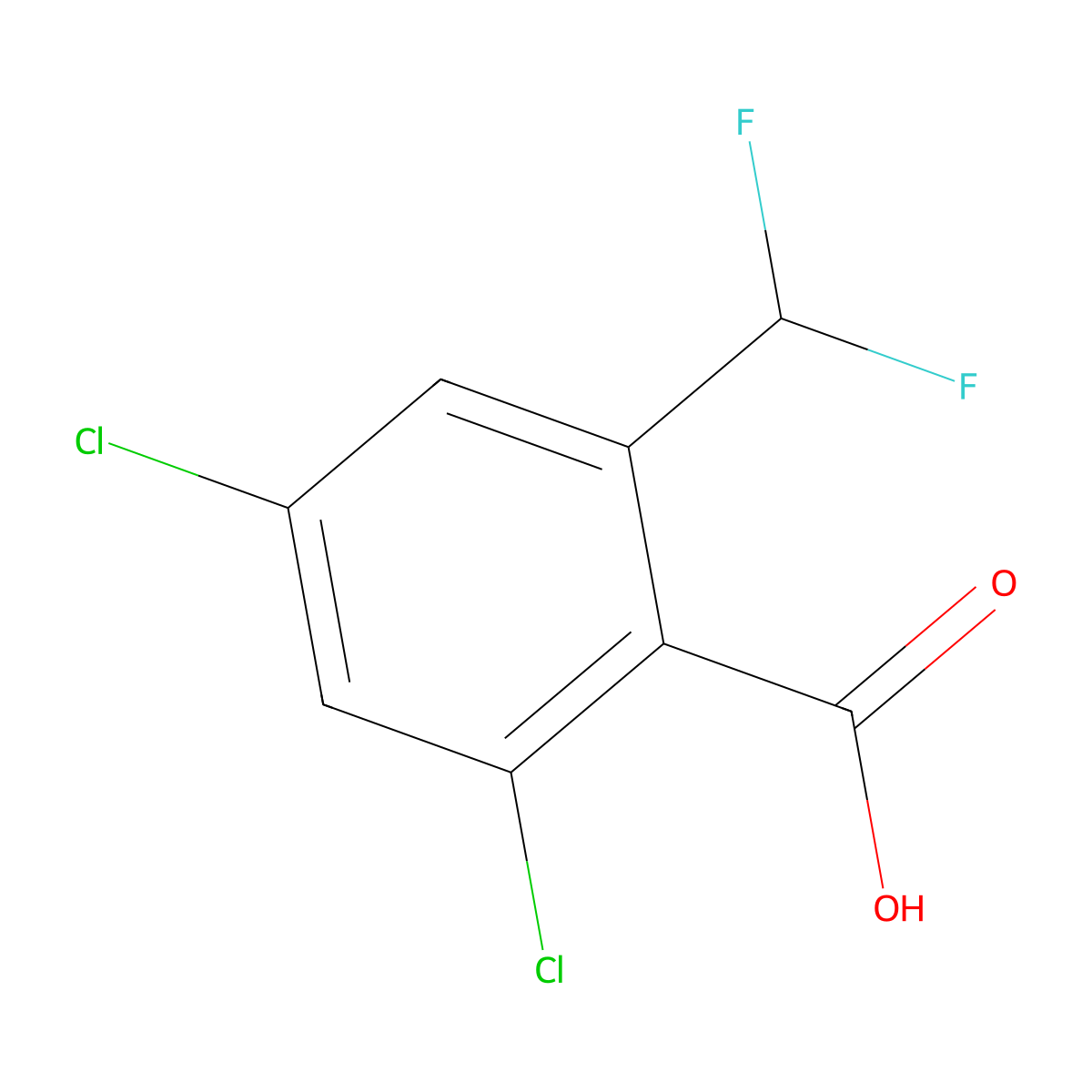 2,4-Dichloro-6-(difluoromethyl)benzoic acid molecular structure, CAS 2385312-51-4