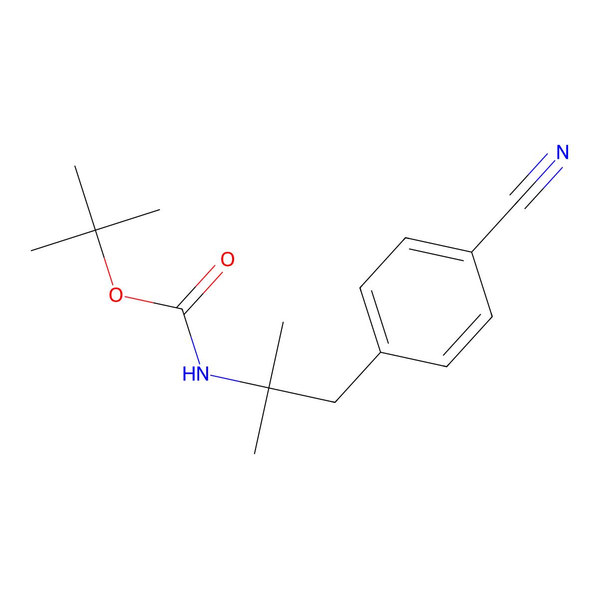tert-butyl N-[1-(4-cyanophenyl)-2-methylpropan-2-yl]carbamate molecular structure, CAS 2385334-12-1