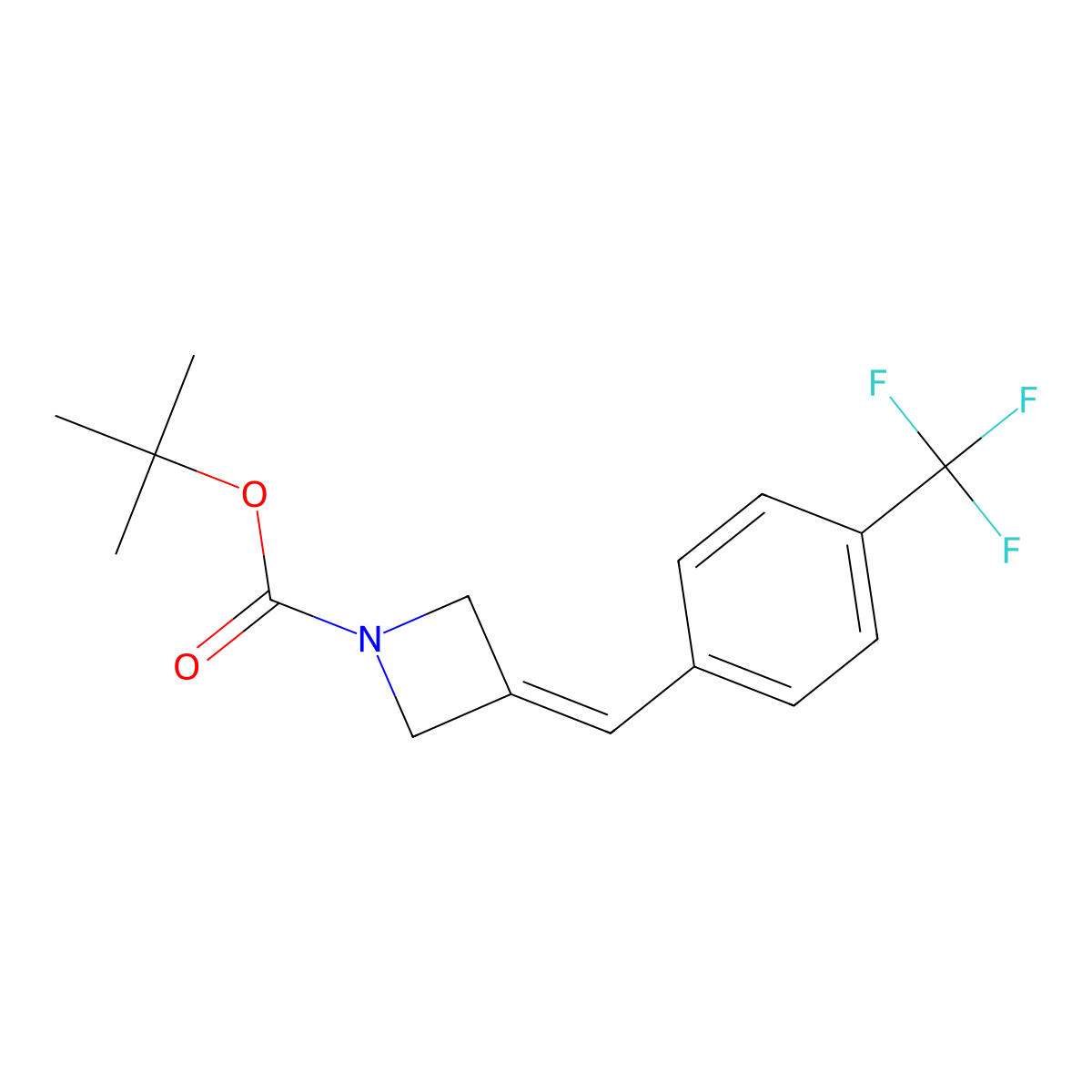 1,1-Dimethylethyl 3-[[4-(trifluoromethyl)phenyl]methylene]-1-azetidinecarboxylate molecular structure, CAS 2385338-32-7