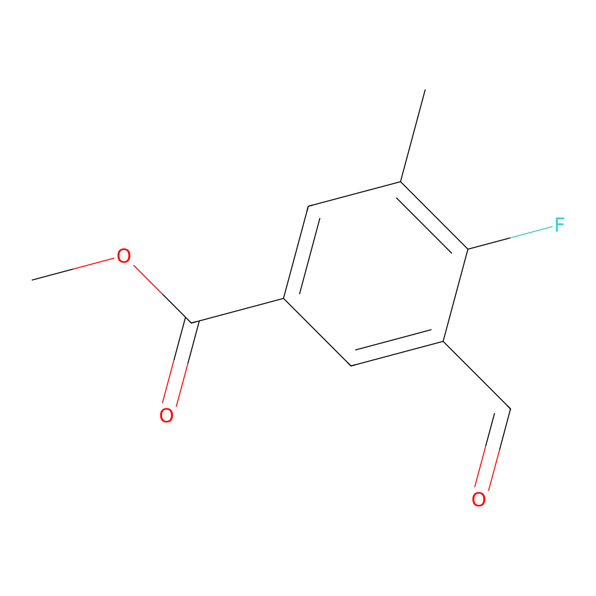 Methyl 4-fluoro-3-formyl-5-methylbenzoate molecular structure, CAS 2385342-13-0