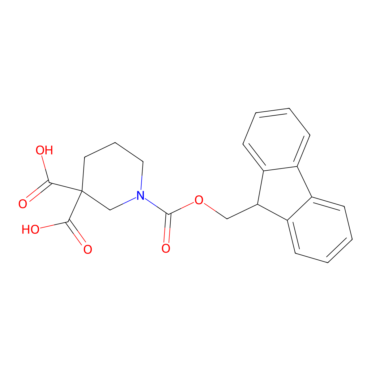 1-{[(9H-fluoren-9-yl)methoxy]carbonyl}piperidine-3,3-dicarboxylic acid molecular structure, CAS 2385342-21-0