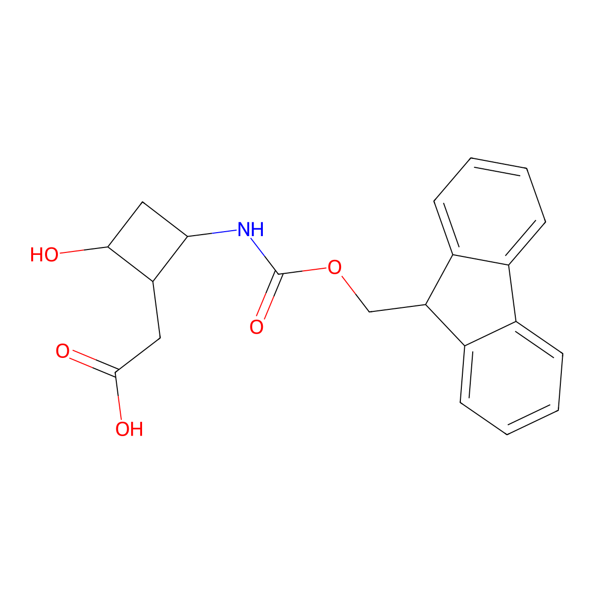 2-[2-({[(9H-fluoren-9-yl)methoxy]carbonyl}amino)-4-hydroxycyclobutyl]acetic acid molecular structure, CAS 2385349-92-6