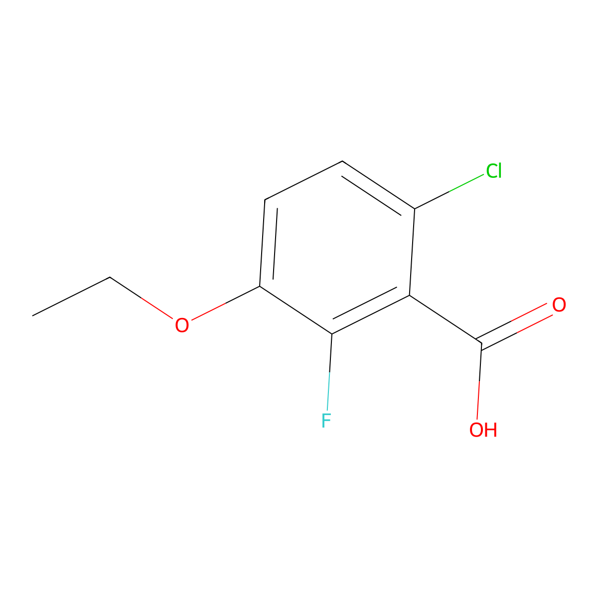 6-Chloro-3-ethoxy-2-fluorobenzoic acid molecular structure, CAS 2385350-59-2