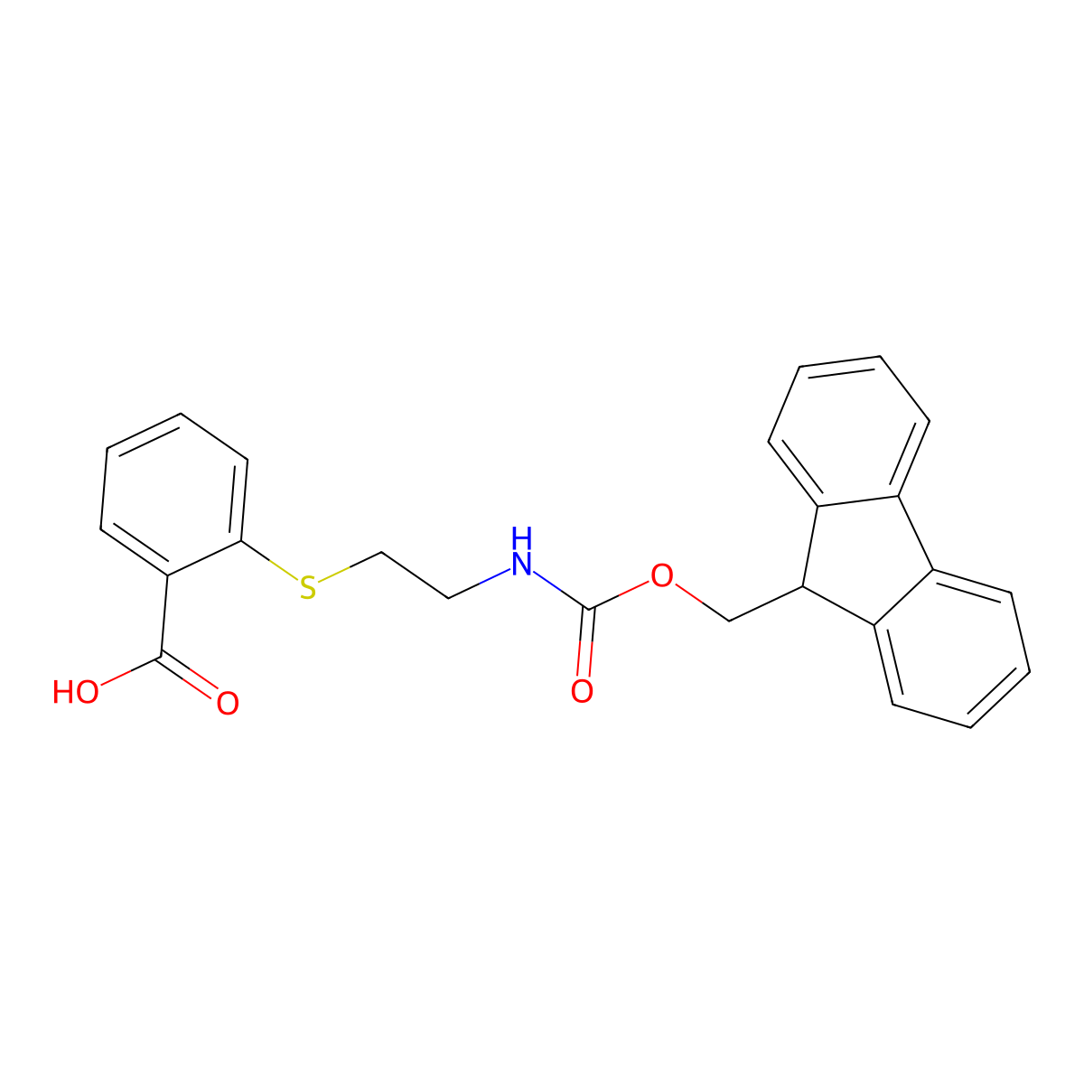 2-{[2-({[(9H-fluoren-9-yl)methoxy]carbonyl}amino)ethyl]sulfanyl}benzoic acid molecular structure, CAS 2385351-17-5