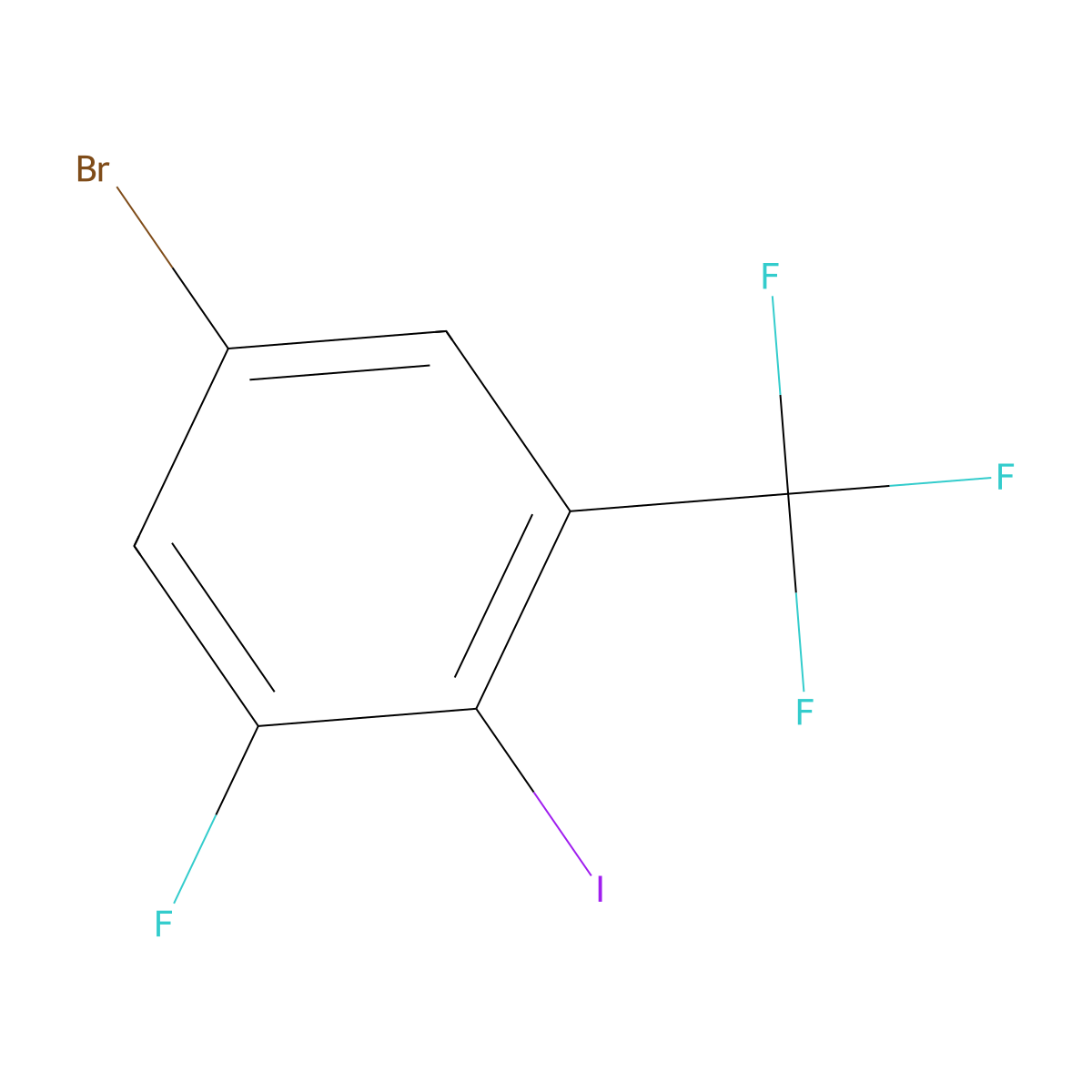 5-Bromo-1-fluoro-2-iodo-3-(trifluoromethyl)benzene molecular structure, CAS 2385351-70-0