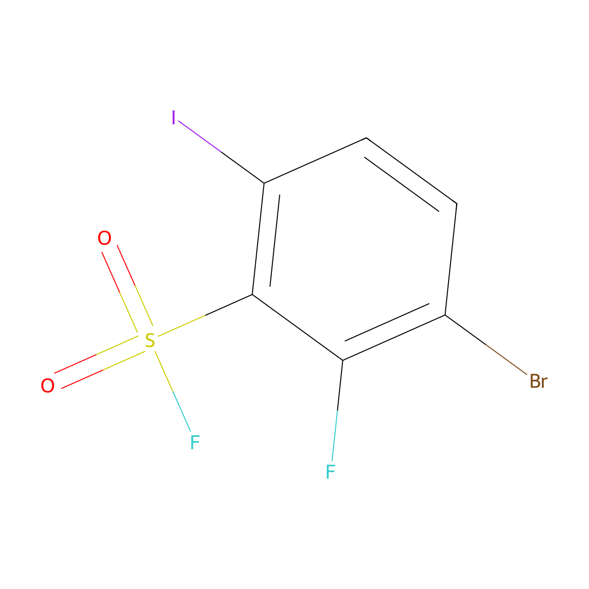3-Bromo-2-fluoro-6-iodobenzene-1-sulfonyl fluoride molecular structure, CAS 2385351-78-8