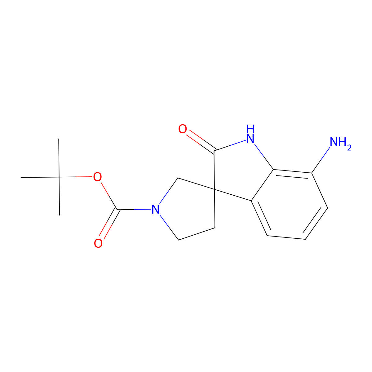 tert-Butyl 7-amino-2-oxospiro[indoline-3,3'-pyrrolidine]-1'-carboxylate molecular structure, CAS 2385357-69-5