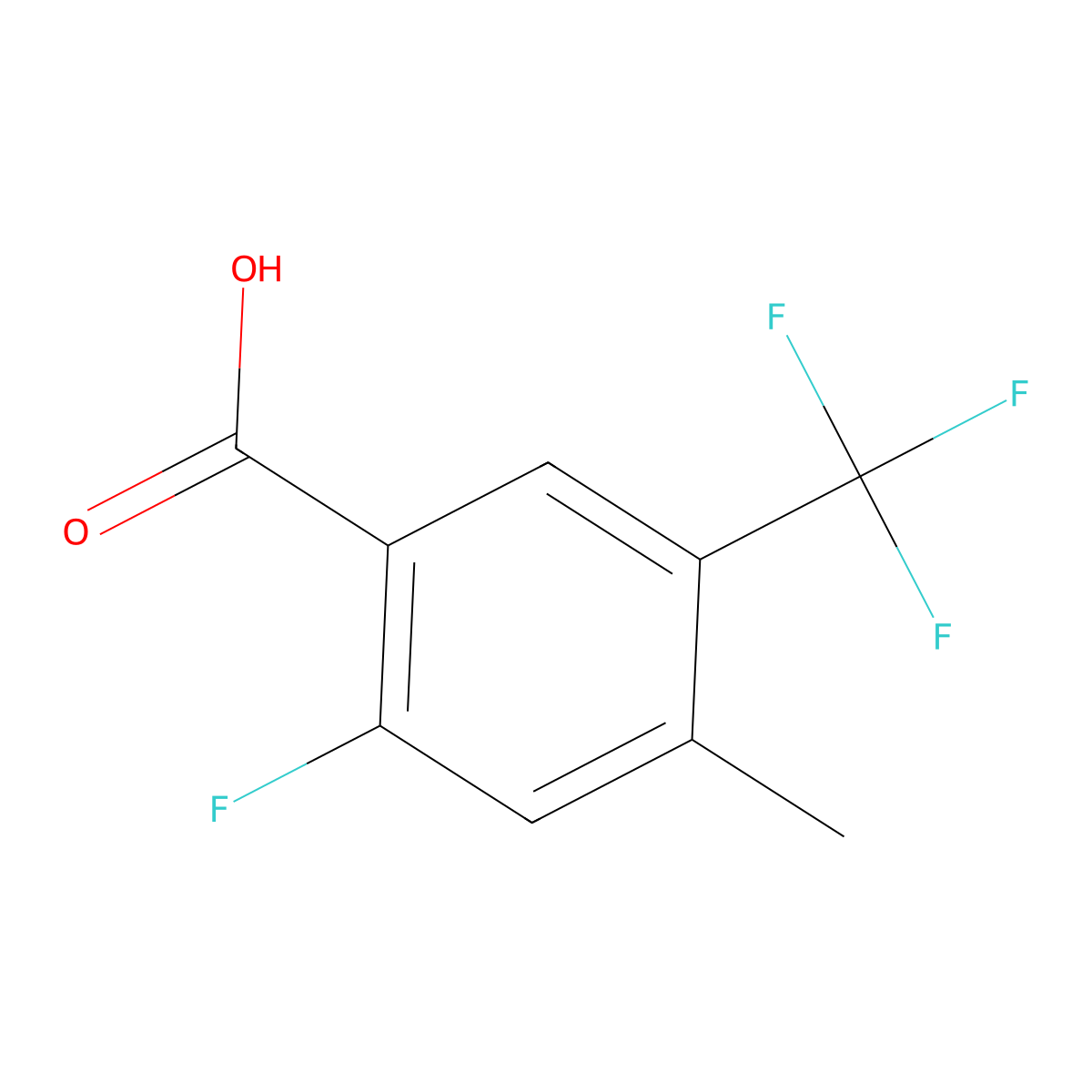 2-Fluoro-4-methyl-5-(trifluoromethyl)benzoic acid molecular structure, CAS 2385359-85-1