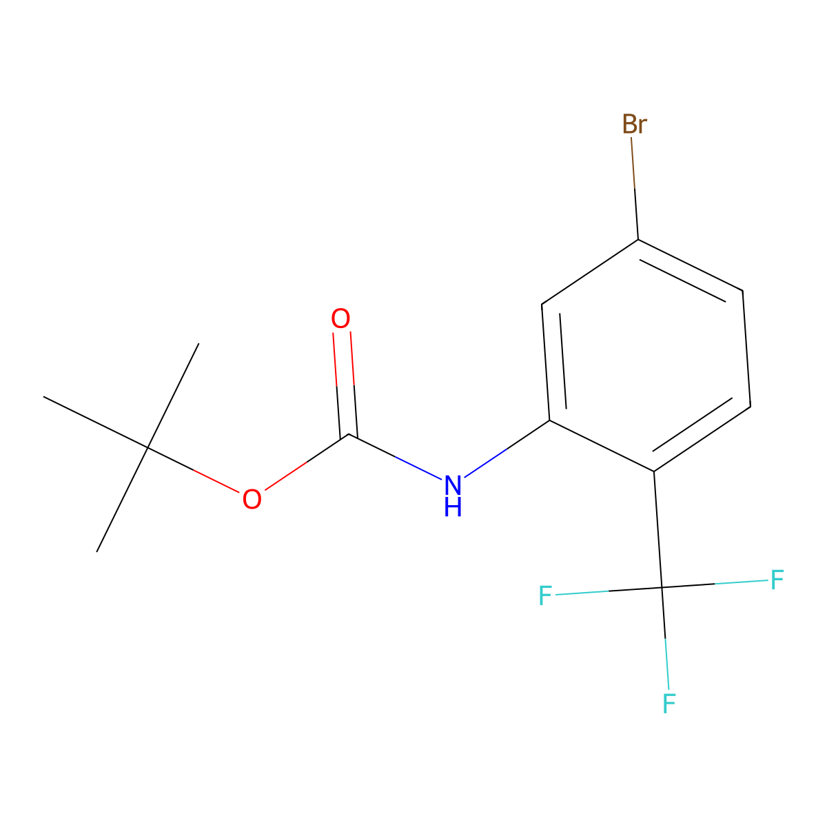 tert-butyl N-[5-bromo-2-(trifluoromethyl)phenyl]carbamate molecular structure, CAS 2385360-67-6