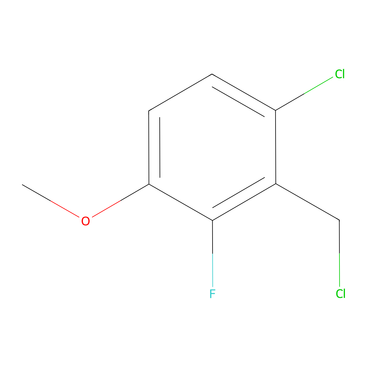 1-Chloro-2-(chloromethyl)-3-fluoro-4-methoxybenzene molecular structure, CAS 2385365-31-9