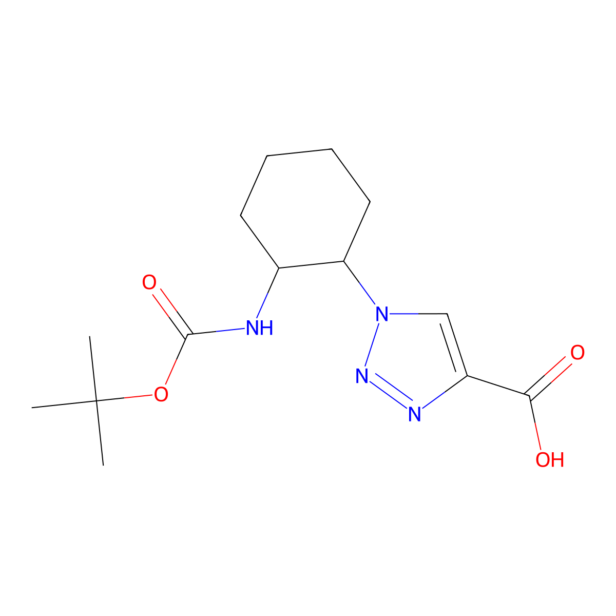 1-(2-{[(tert-butoxy)carbonyl]amino}cyclohexyl)-1H-1,2,3-triazole-4-carboxylic acid molecular structure, CAS 2385365-50-2