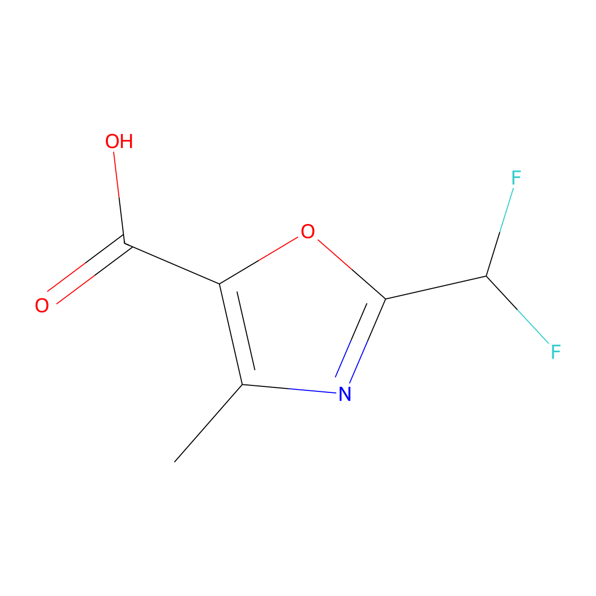 2-(Difluoromethyl)-4-methyl-1,3-oxazole-5-carboxylic acid molecular structure, CAS 2385365-74-0