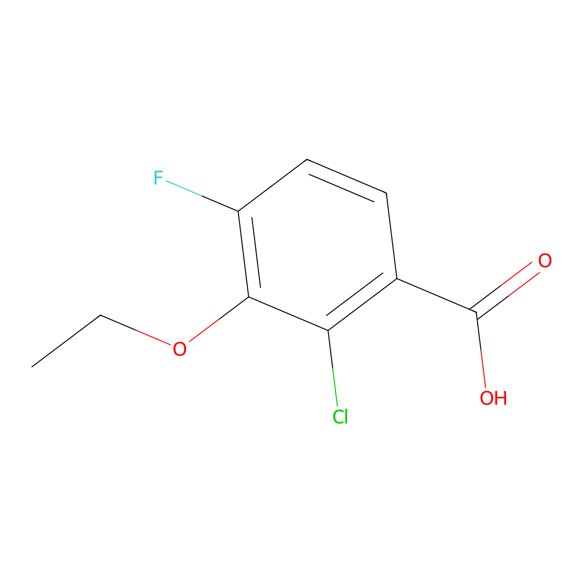 2-Chloro-3-ethoxy-4-fluorobenzoic acid molecular structure, CAS 2385369-69-5