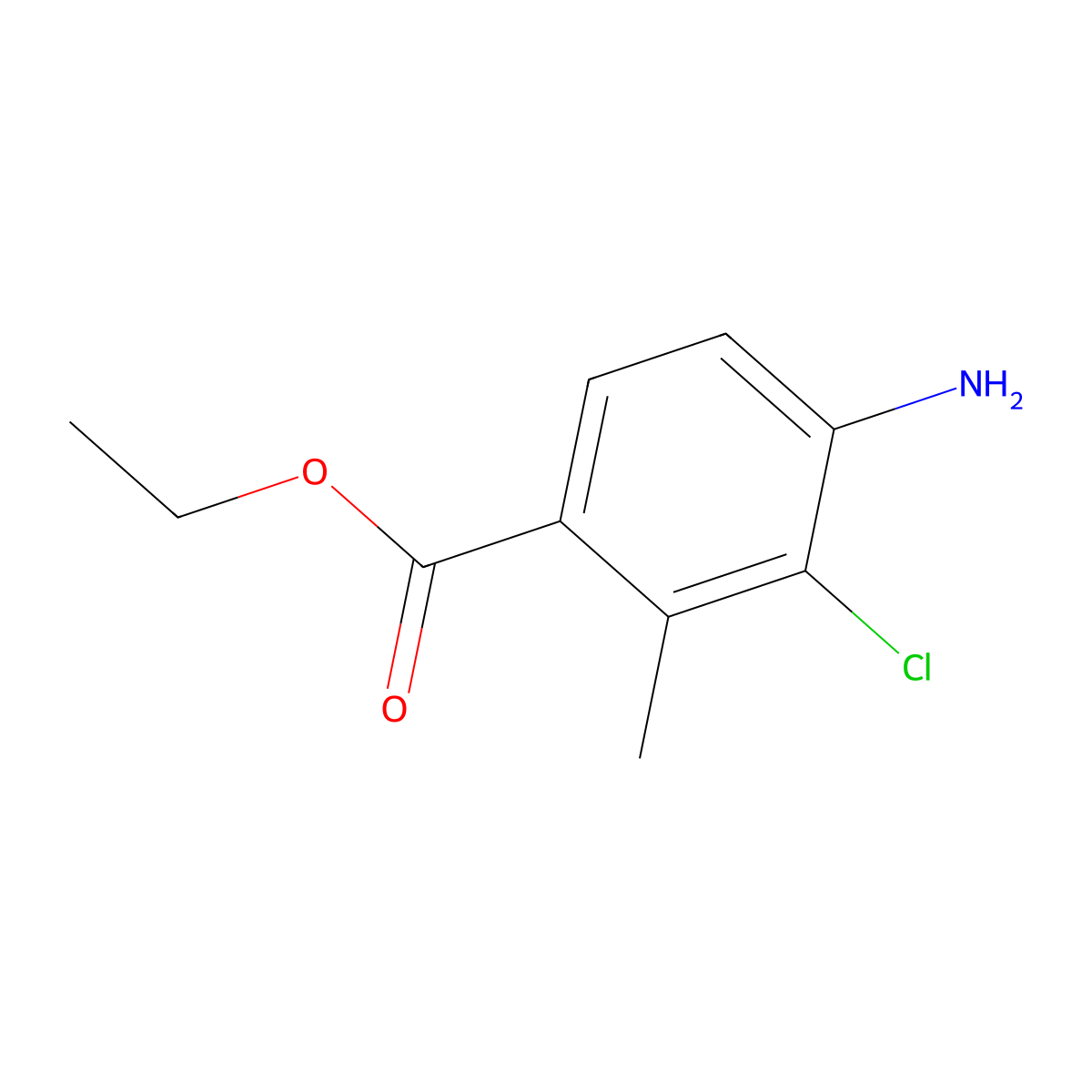 Ethyl 4-amino-3-chloro-2-methylbenzoate molecular structure, CAS 2385379-46-2