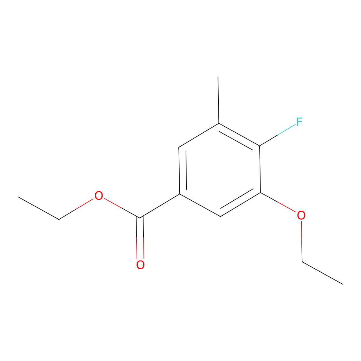 Ethyl 3-ethoxy-4-fluoro-5-methylbenzoate molecular structure, CAS 2385381-91-7