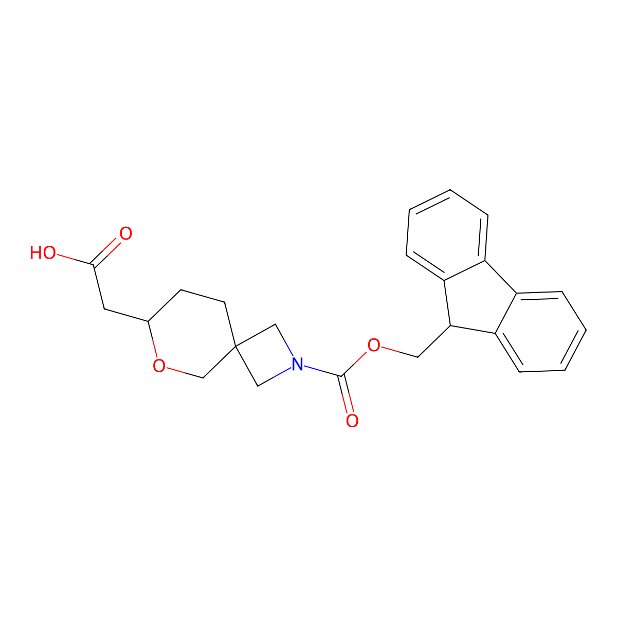 2-(2-{[(9H-fluoren-9-yl)methoxy]carbonyl}-6-oxa-2-azaspiro[3.5]nonan-7-yl)acetic acid molecular structure, CAS 2385386-08-1