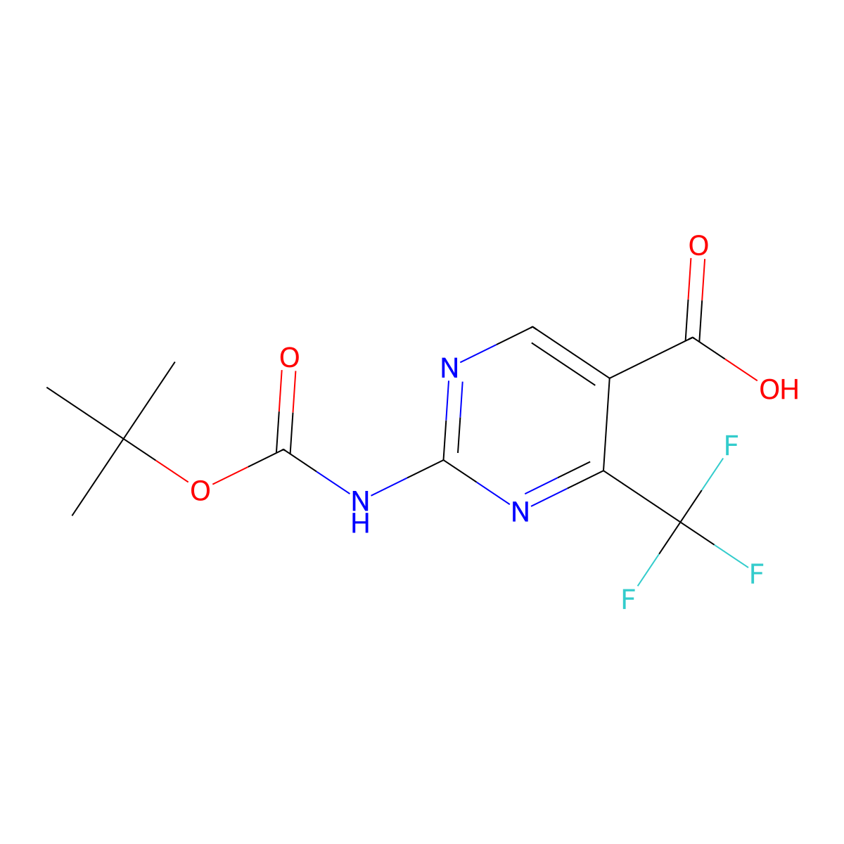 2-{[(Tert-butoxy)carbonyl]amino}-4-(trifluoromethyl)pyrimidine-5-carboxylic acid molecular structure, CAS 2385390-69-0