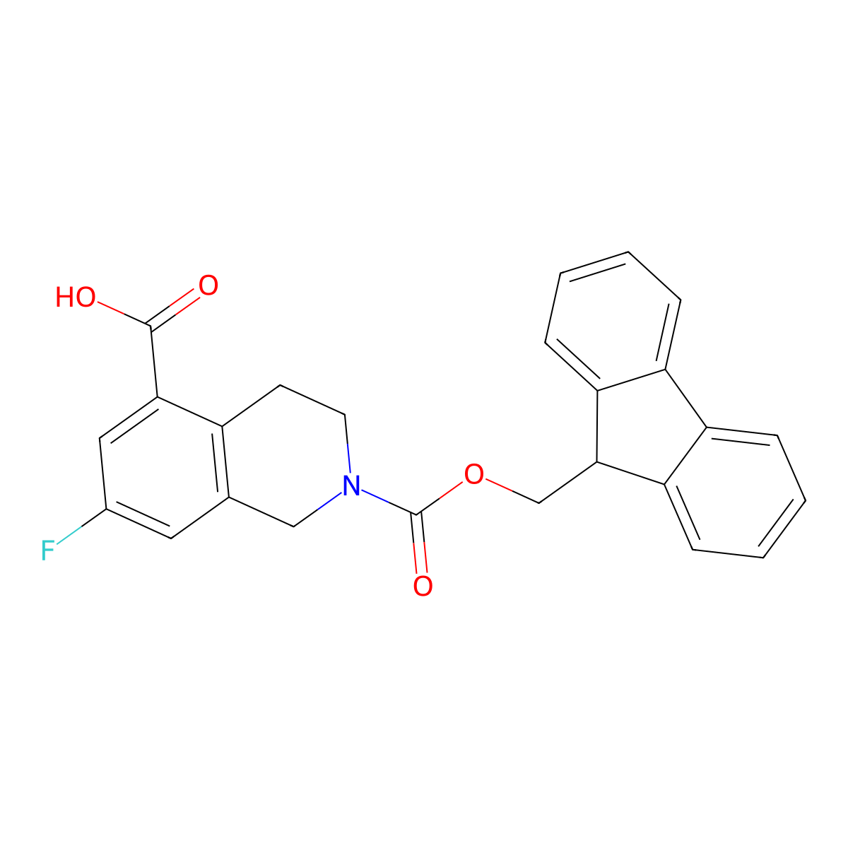 2-{[(9H-fluoren-9-yl)methoxy]carbonyl}-7-fluoro-1,2,3,4-tetrahydroisoquinoline-5-carboxylic acid molecular structure, CAS 2385393-20-2