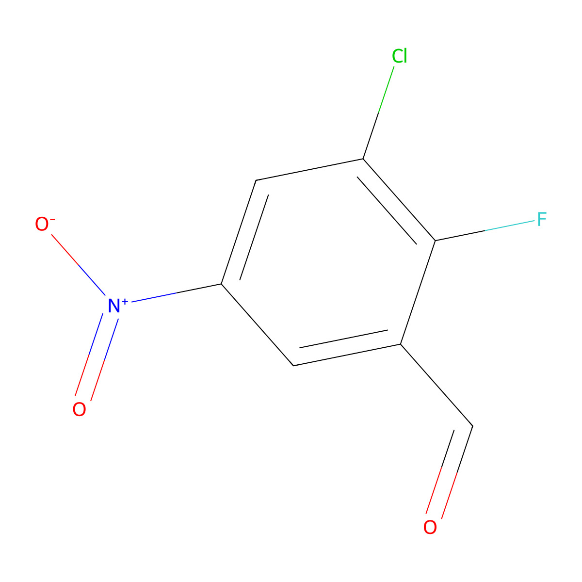 3-Chloro-2-fluoro-5-nitrobenzaldehyde molecular structure, CAS 2385398-11-6