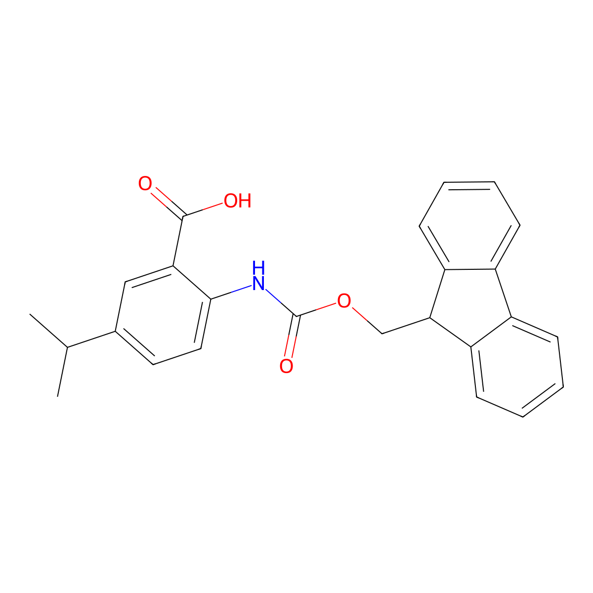 2-({[(9H-fluoren-9-yl)methoxy]carbonyl}amino)-5-(propan-2-yl)benzoic acid molecular structure, CAS 2385399-73-3