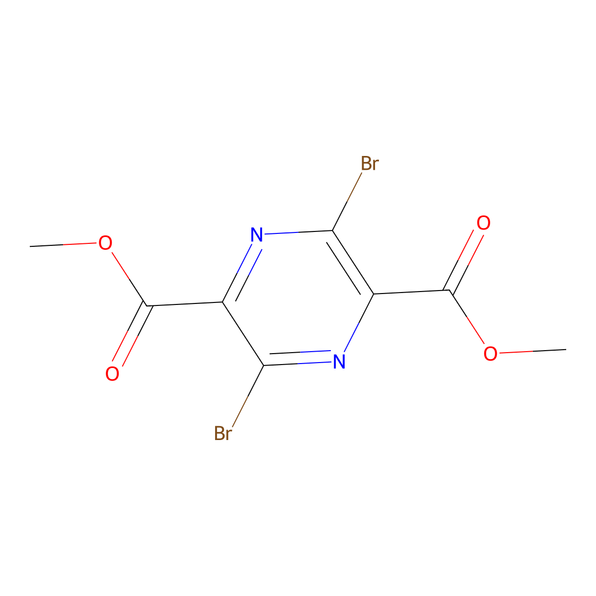 Dimethyl 3,6-dibromopyrazine-2,5-dicarboxylate molecular structure, CAS 2385406-66-4