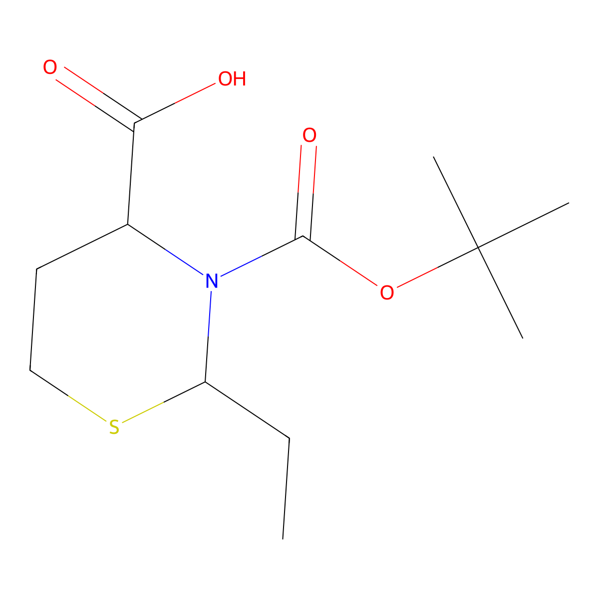 3-[(Tert-butoxy)carbonyl]-2-ethyl-1,3-thiazinane-4-carboxylic acid molecular structure, CAS 2385406-70-0