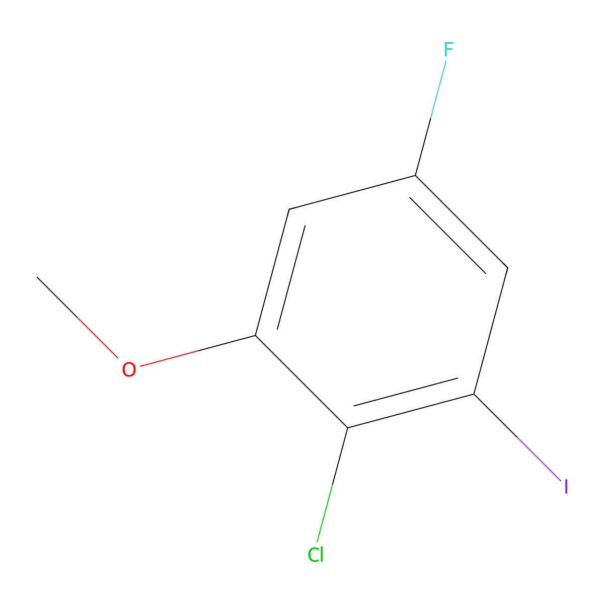 2-Chloro-5-fluoro-1-iodo-3-methoxybenzene molecular structure, CAS 2385419-31-6