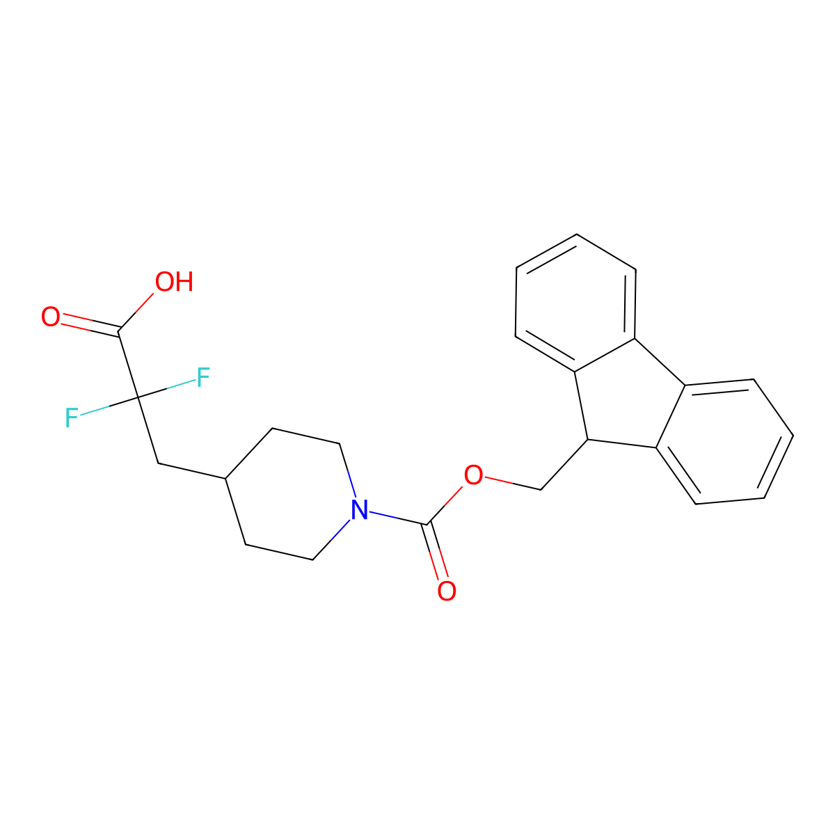 3-(1-{[(9H-fluoren-9-yl)methoxy]carbonyl}piperidin-4-yl)-2,2-difluoropropanoic acid molecular structure, CAS 2385426-52-6