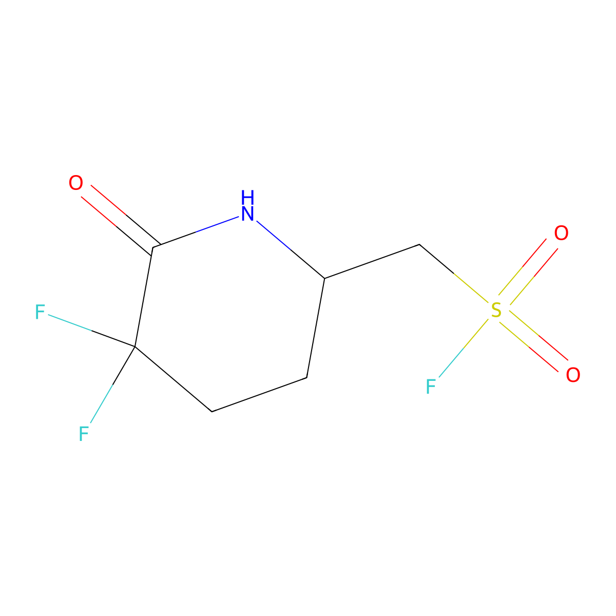 (5,5-Difluoro-6-oxopiperidin-2-yl)methanesulfonyl fluoride molecular structure, CAS 2385434-05-7