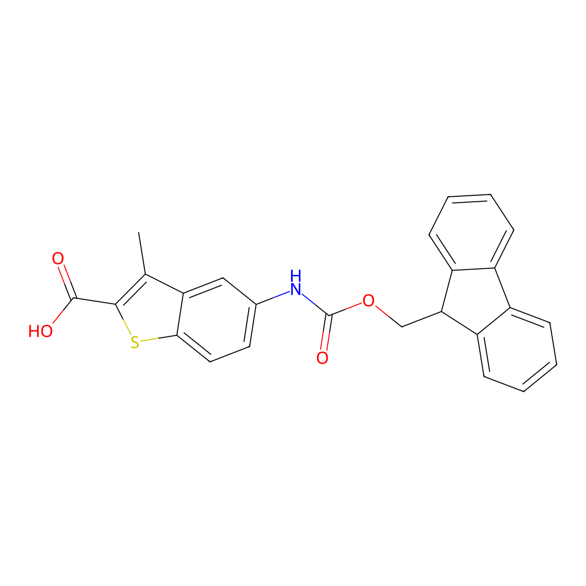 5-({[(9H-fluoren-9-yl)methoxy]carbonyl}amino)-3-methyl-1-benzothiophene-2-carboxylic acid molecular structure, CAS 2385434-10-4