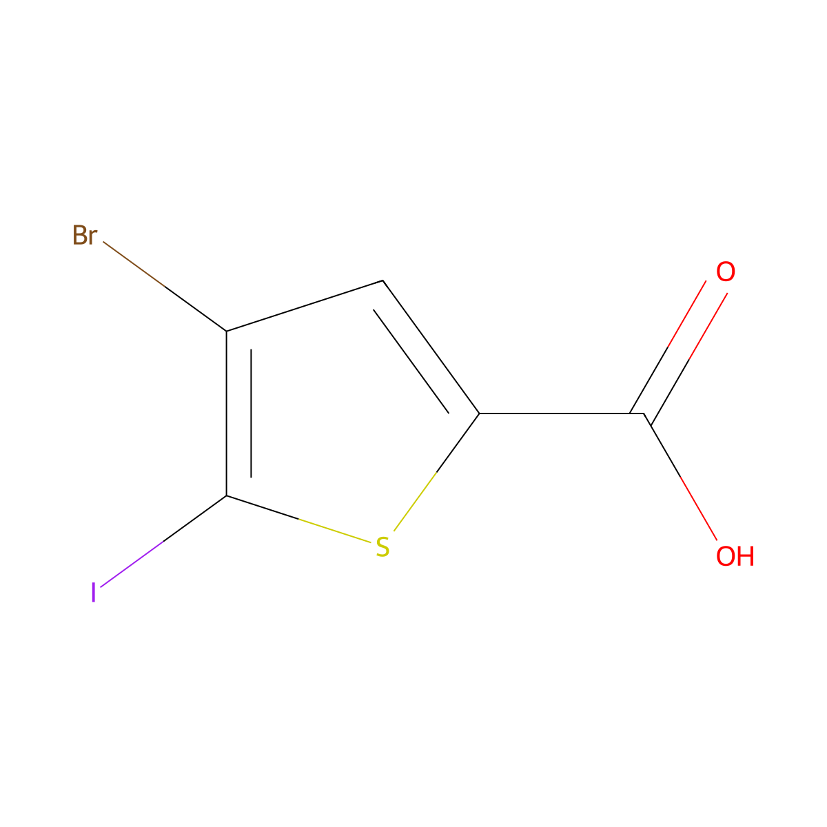4-Bromo-5-iodothiophene-2-carboxylic acid molecular structure, CAS 2385445-19-0