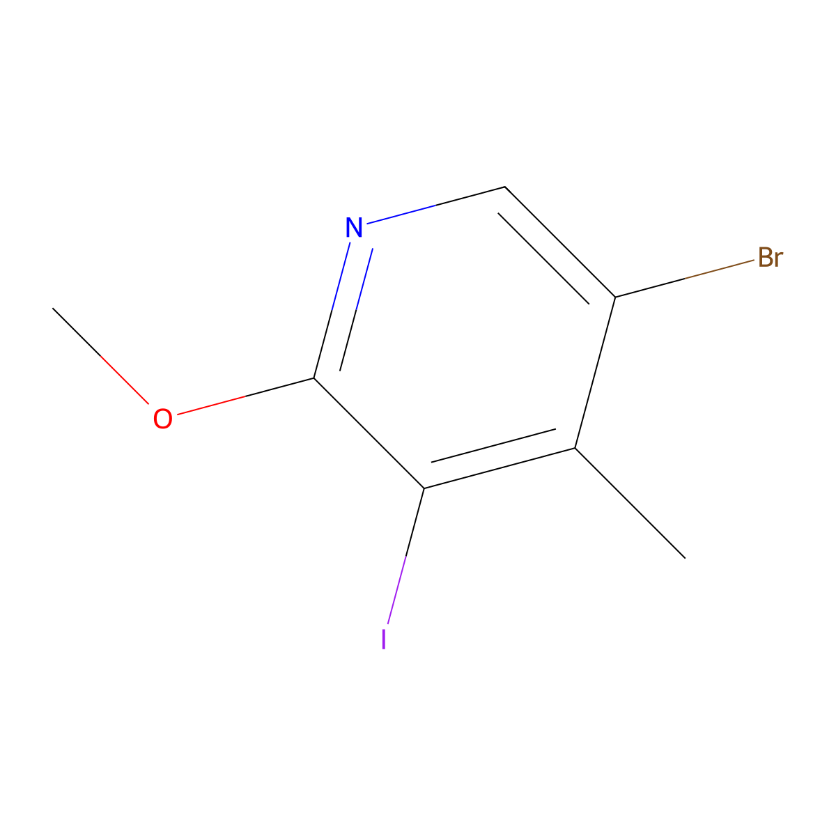 5-Bromo-3-iodo-2-methoxy-4-methylpyridine molecular structure, CAS 2385454-43-1