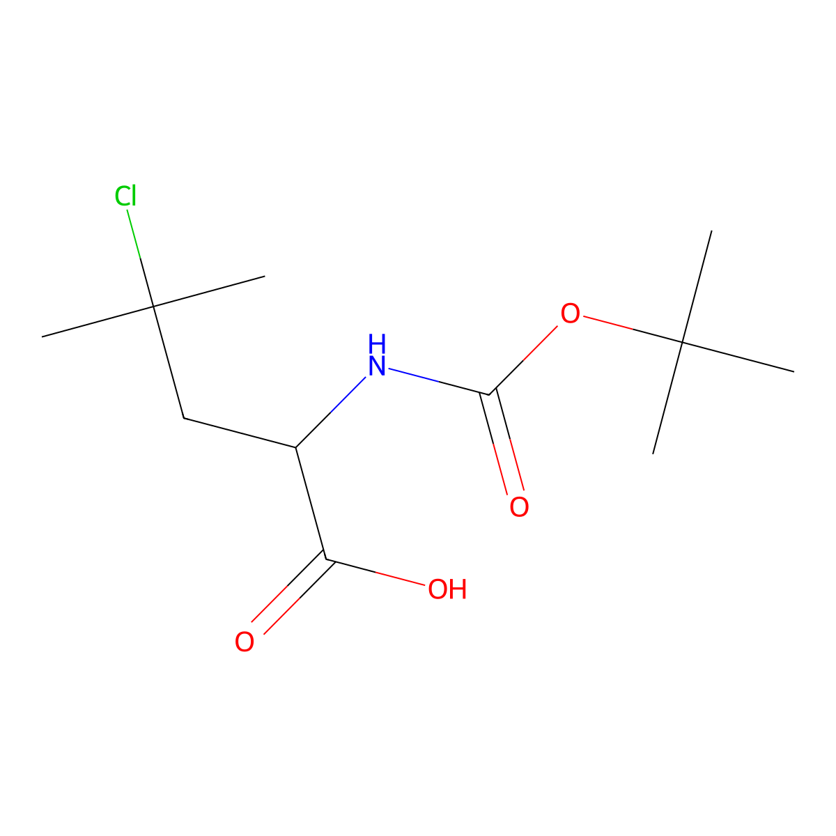 2-{[(Tert-butoxy)carbonyl]amino}-4-chloro-4-methylpentanoic acid molecular structure, CAS 2385459-60-7