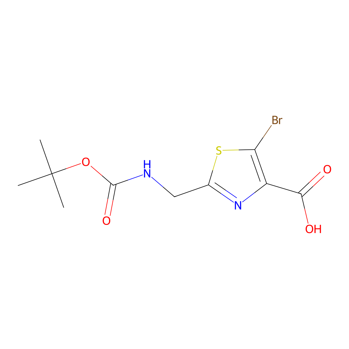 5-Bromo-2-({[(tert-butoxy)carbonyl]amino}methyl)-1,3-thiazole-4-carboxylic acid molecular structure, CAS 2385467-16-1