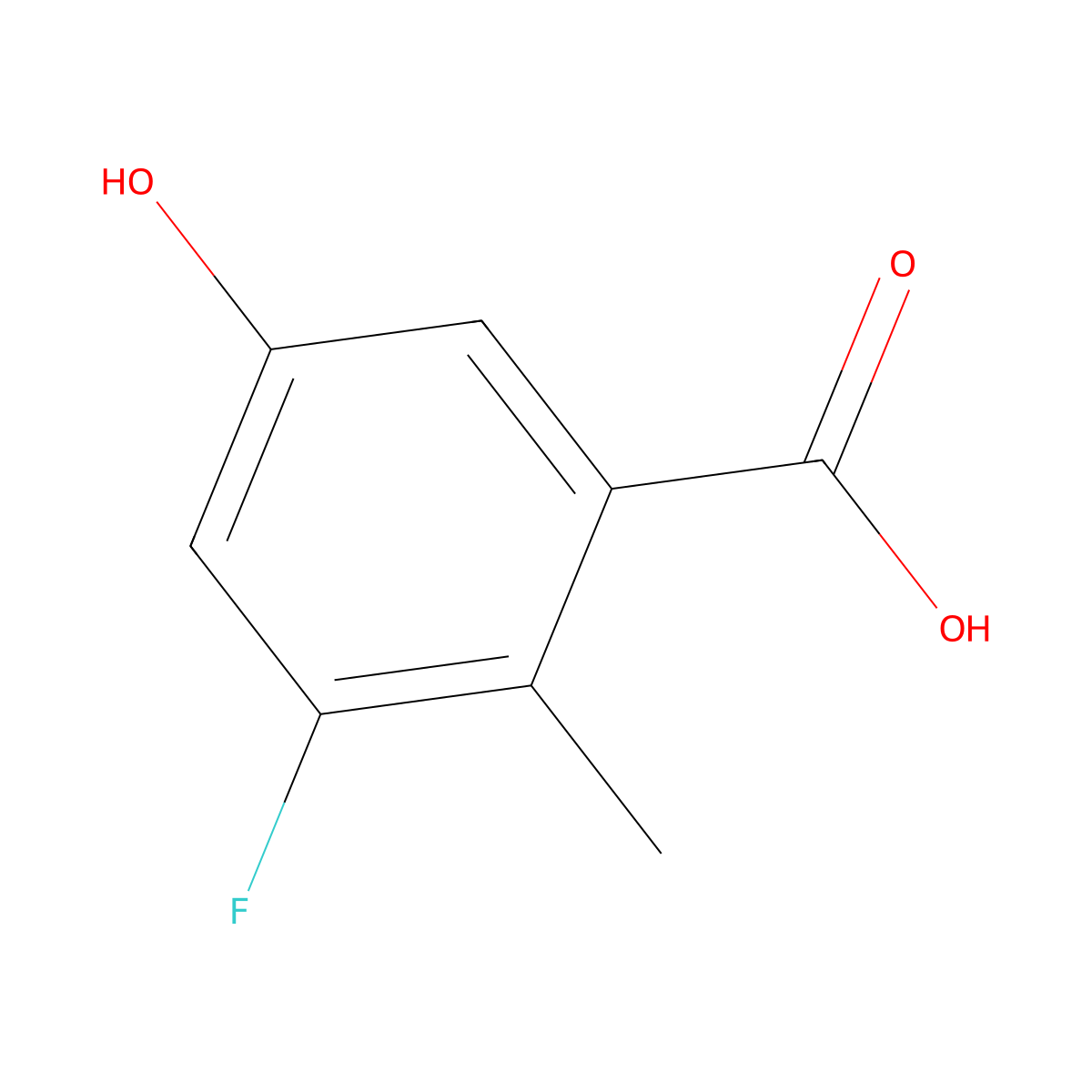 3-Fluoro-5-hydroxy-2-methylbenzoic acid molecular structure, CAS 2385473-74-3