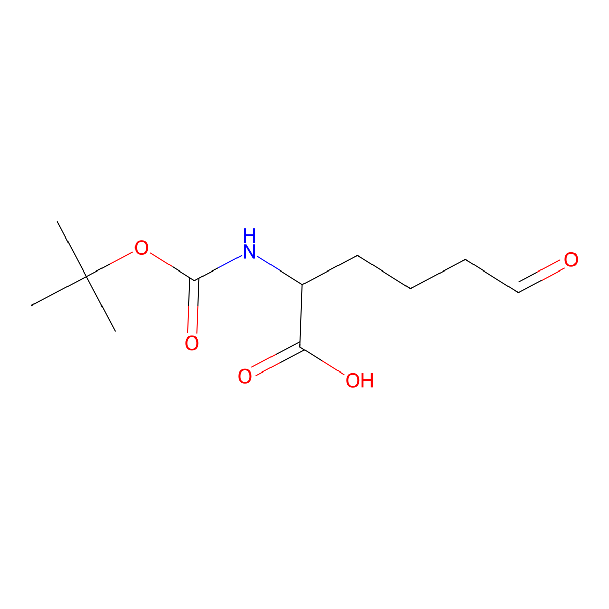 2-{[(Tert-butoxy)carbonyl]amino}-6-oxohexanoic acid molecular structure, CAS 2385475-24-9
