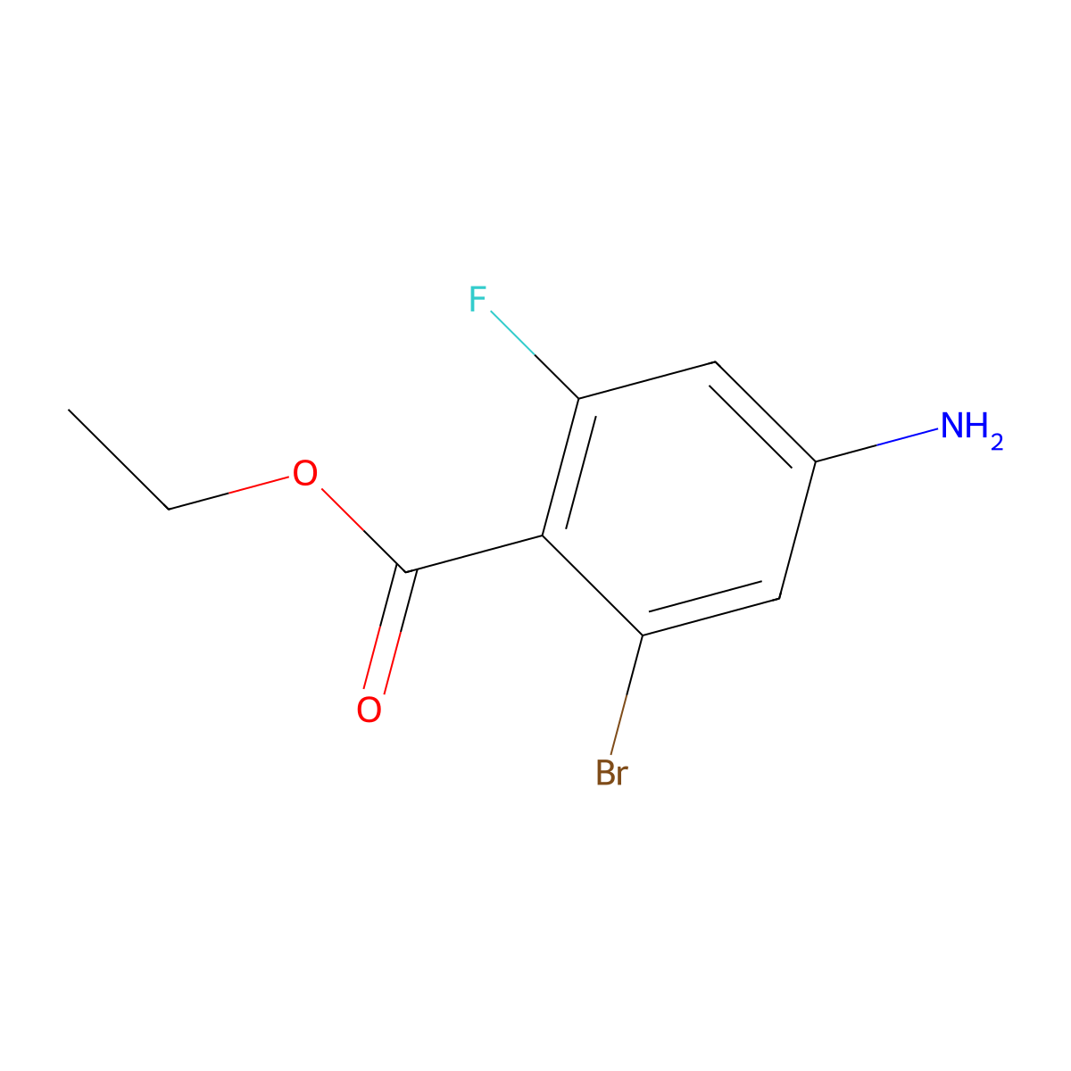 Ethyl 4-amino-2-bromo-6-fluorobenzoate molecular structure, CAS 2385478-12-4