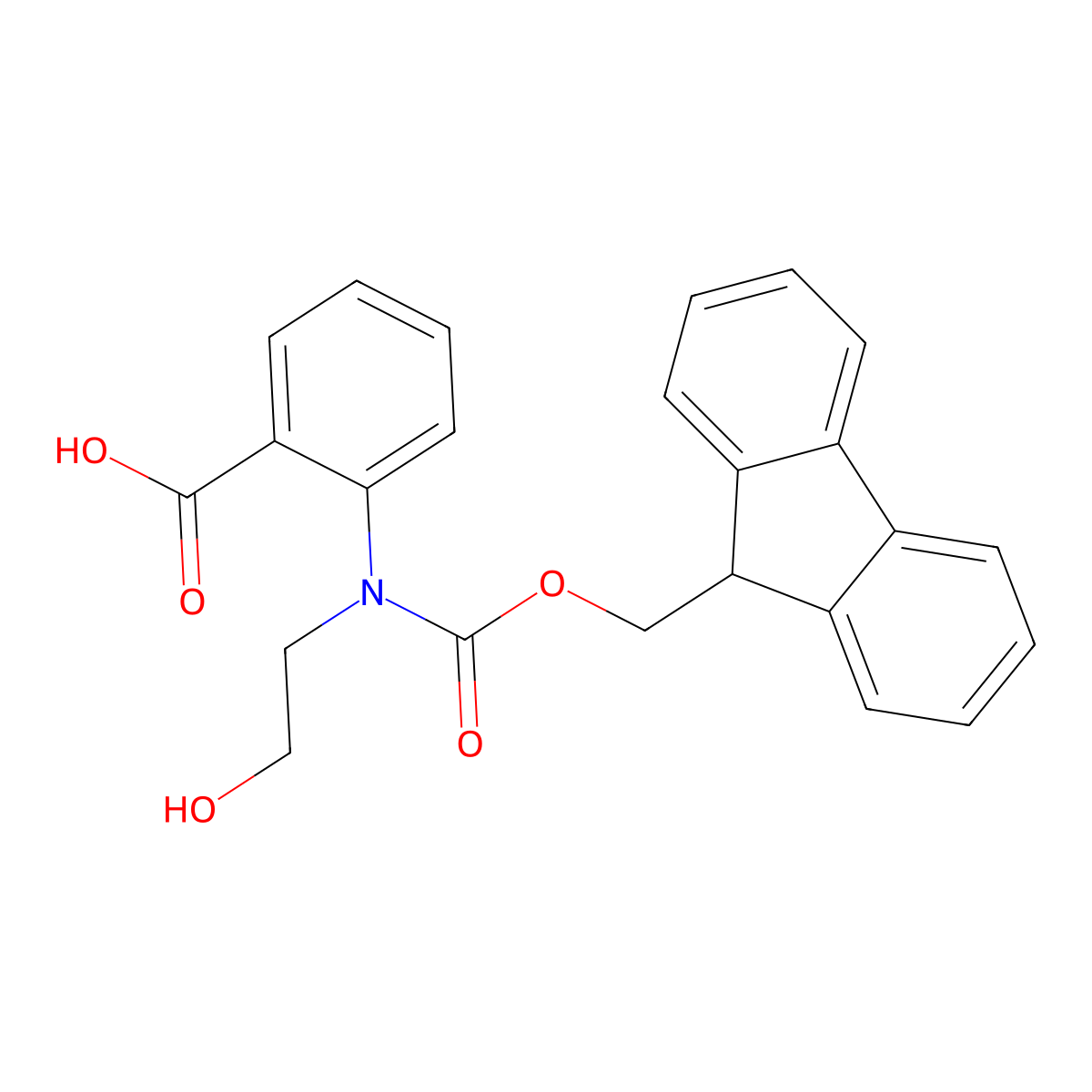 2-({[(9H-fluoren-9-yl)methoxy]carbonyl}(2-hydroxyethyl)amino)benzoic acid molecular structure, CAS 2385479-13-8