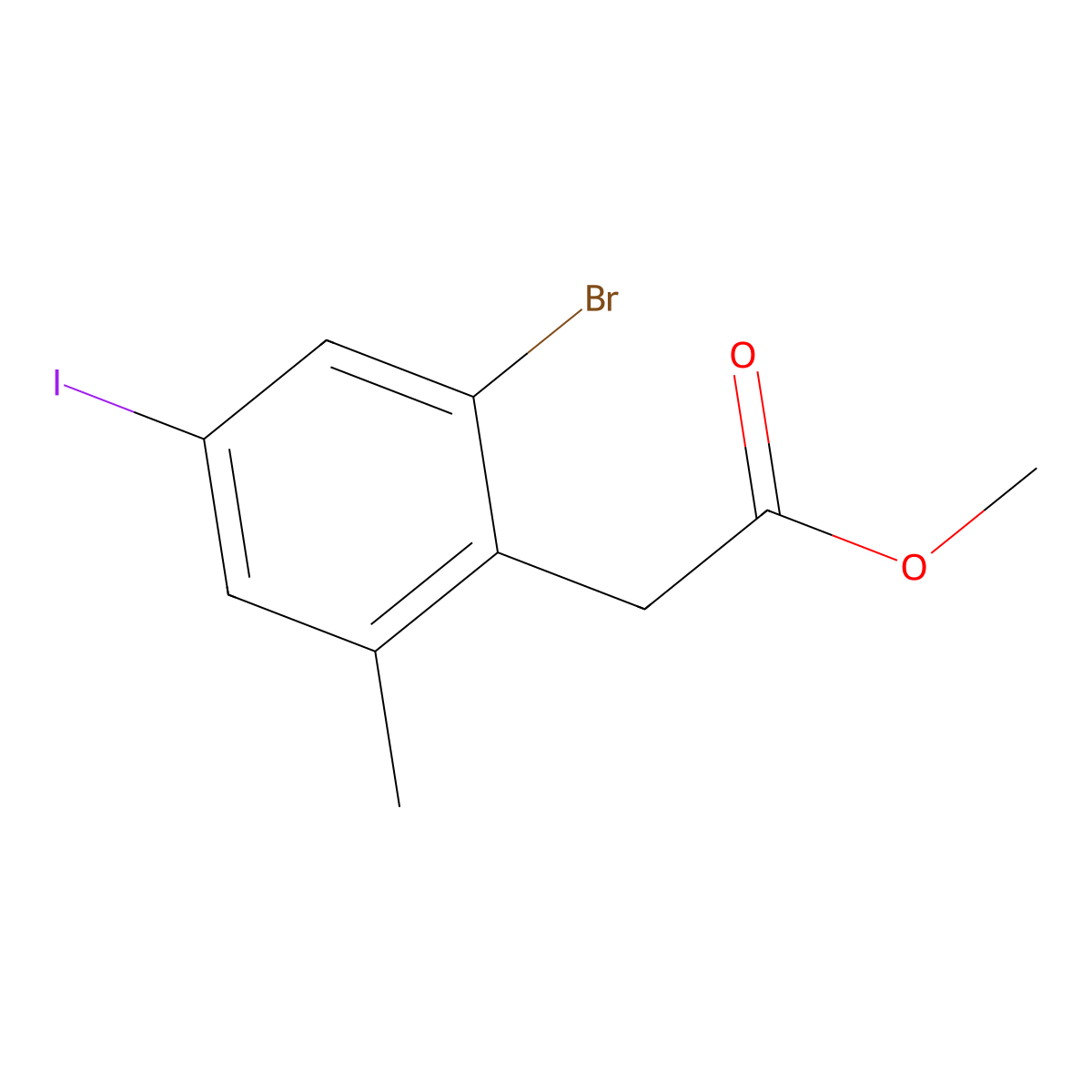 Methyl 2-bromo-4-iodo-6-methylbenzeneacetate molecular structure, CAS 2385491-46-1