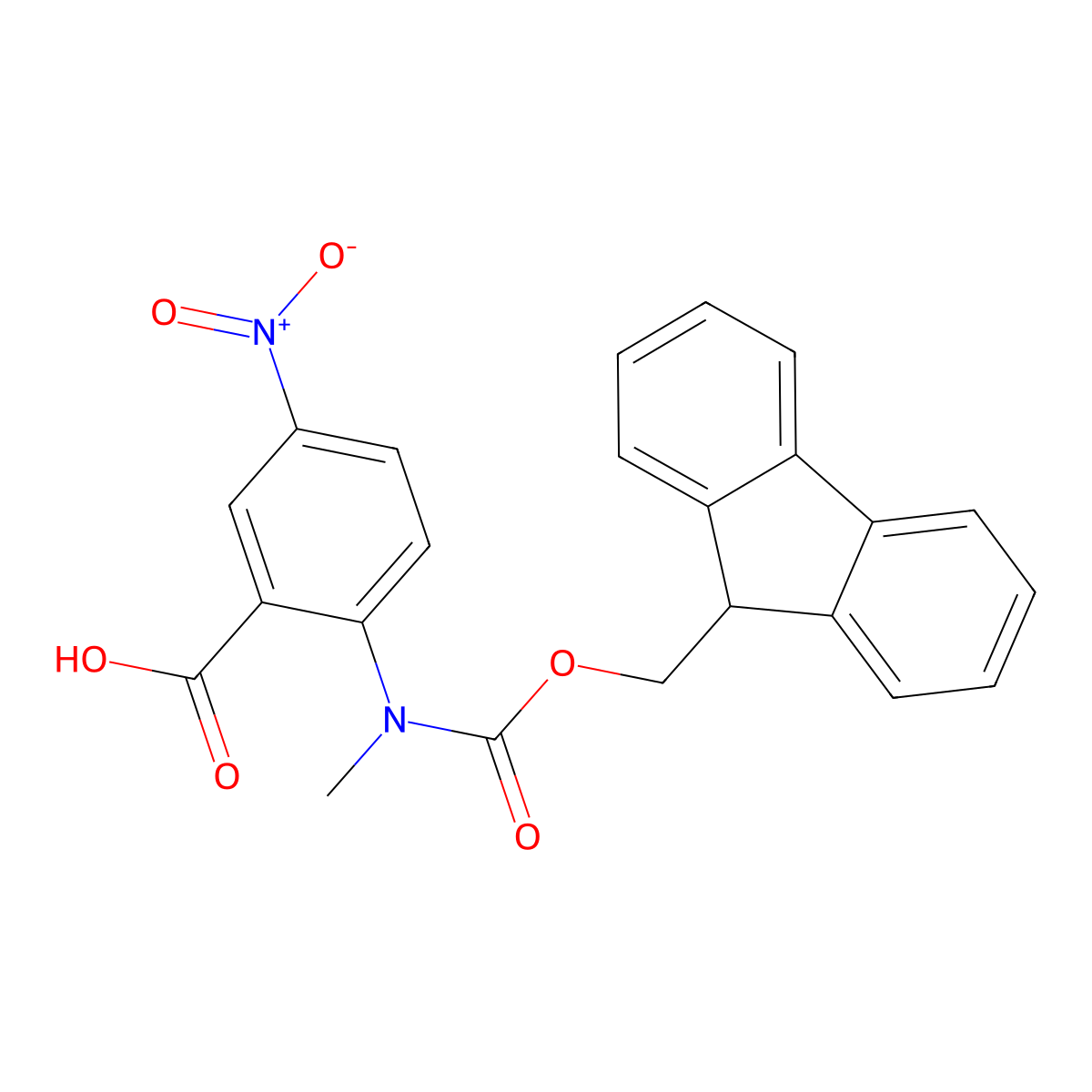 2-({[(9H-fluoren-9-yl)methoxy]carbonyl}(methyl)amino)-5-nitrobenzoic acid molecular structure, CAS 2385496-09-1