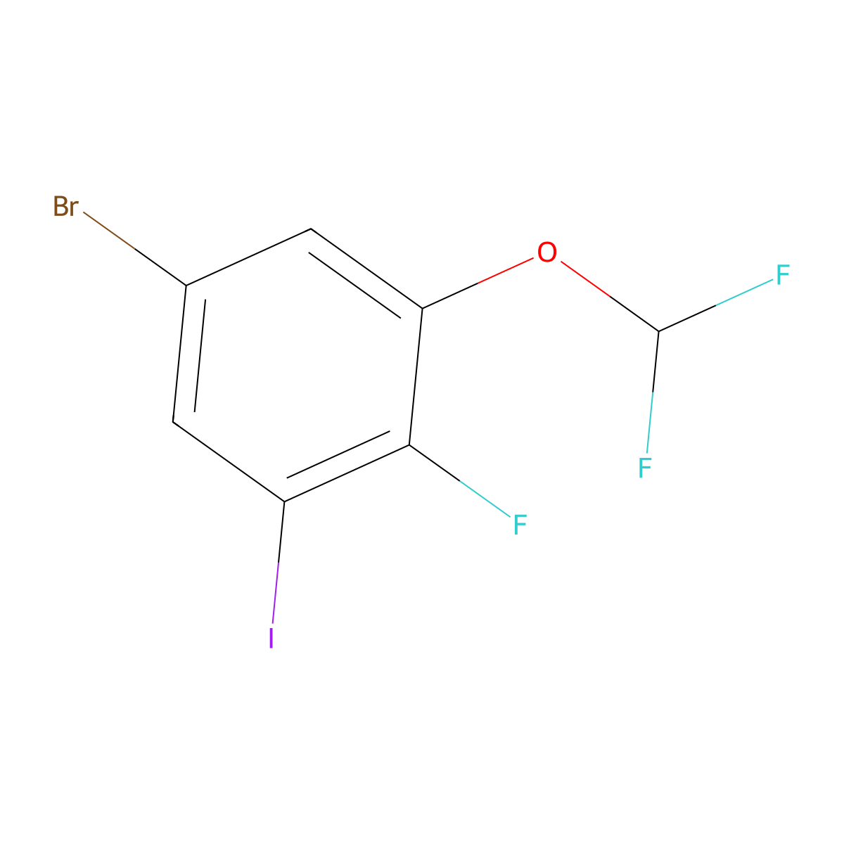 5-Bromo-1-(difluoromethoxy)-2-fluoro-3-iodobenZene molecular structure, CAS 2385498-13-3