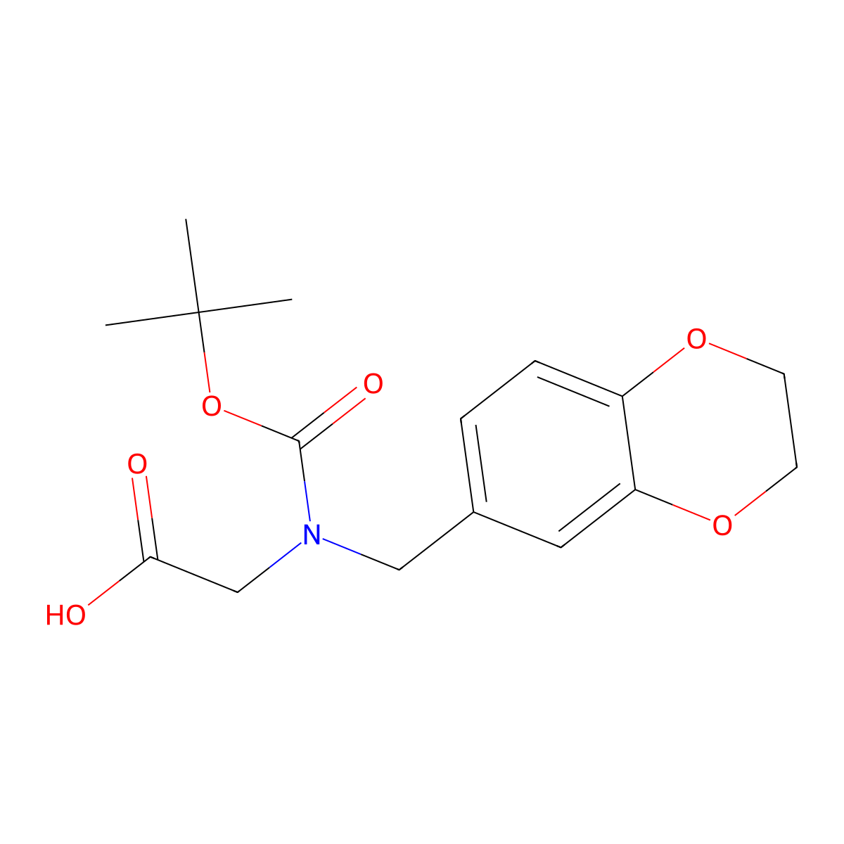 2-{[(Tert-butoxy)carbonyl][(2,3-dihydro-1,4-benzodioxin-6-yl)methyl]amino}acetic acid molecular structure, CAS 2385501-50-6