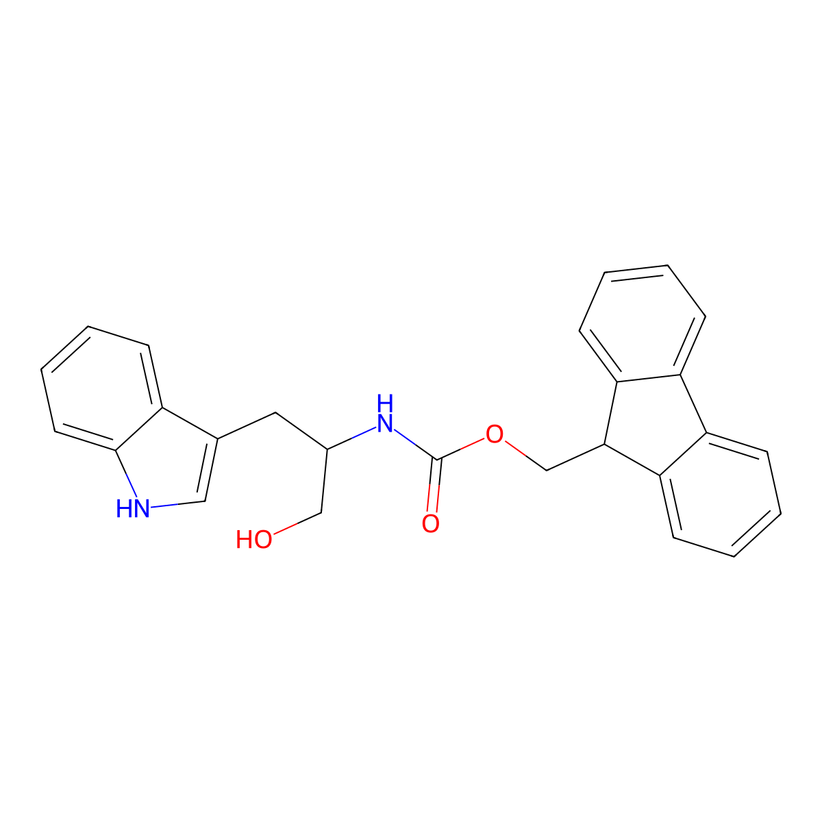 (9H-Fluoren-9-YL)methyl N-[1-hydroxy-3-(1H-indol-3-YL)propan-2-YL]carbamate molecular structure, CAS 2385509-96-4