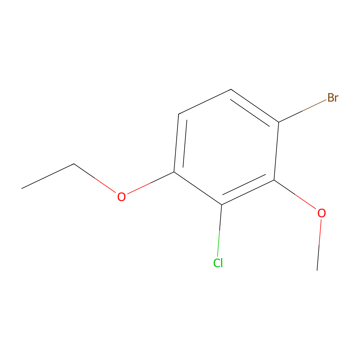 1-Bromo-3-chloro-4-ethoxy-2-methoxybenzene molecular structure, CAS 2385514-90-7