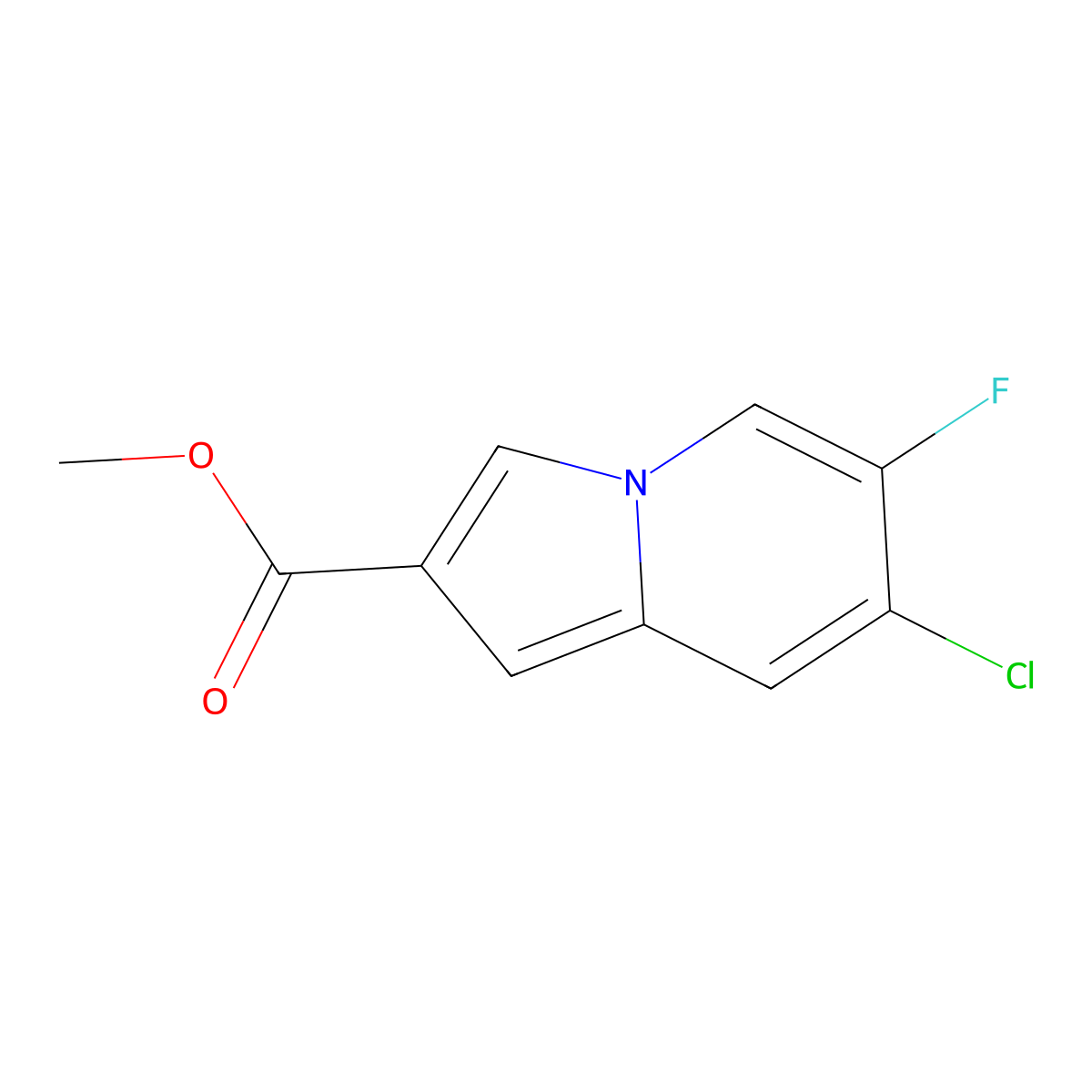 Methyl 7-Chloro-6-fluoroindolizine-2-carboxylate molecular structure, CAS 2385514-95-2