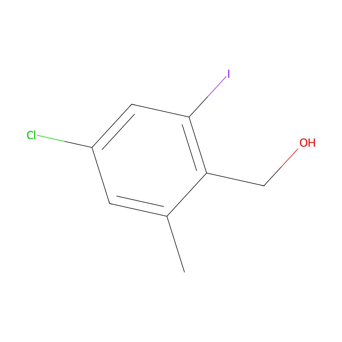 (4-Chloro-2-iodo-6-methylphenyl)methanol molecular structure, CAS 2385516-33-4