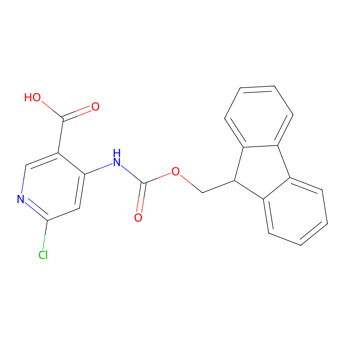 6-chloro-4-({[(9H-fluoren-9-yl)methoxy]carbonyl}amino)pyridine-3-carboxylic acid molecular structure, CAS 2385518-02-3